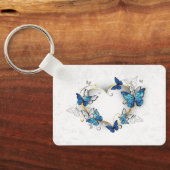 Sieraden Hart met Vlinders Morpho Sleutelhanger (Achterkant)