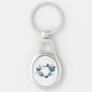 Sieraden Hart met Vlinders Morpho Sleutelhanger