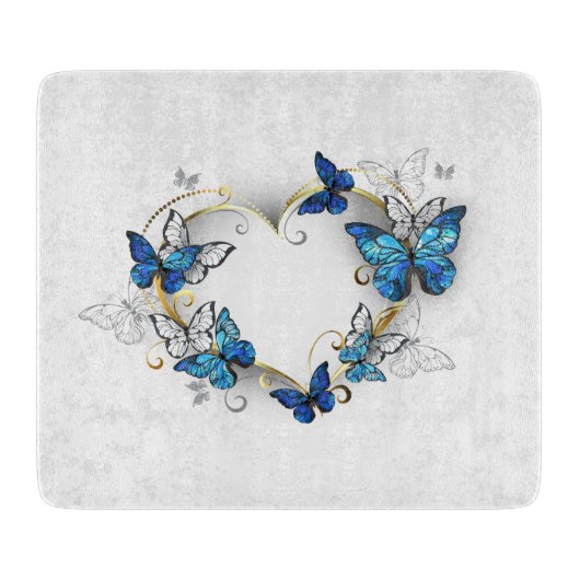 Sieraden Hart met Vlinders Morpho Snijplank (Voorkant)