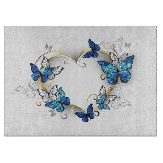 Sieraden Hart met Vlinders Morpho Snijplank (Voorkant)