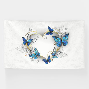 Sieraden Hart met Vlinders Morpho Spandoek