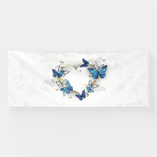 Sieraden Hart met Vlinders Morpho Spandoek (Horizontaal)