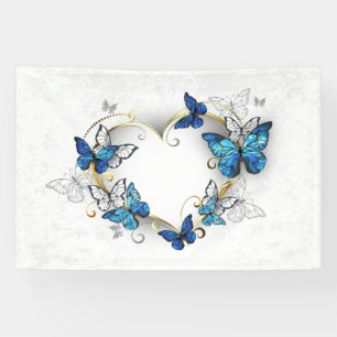 Sieraden Hart met Vlinders Morpho Spandoek