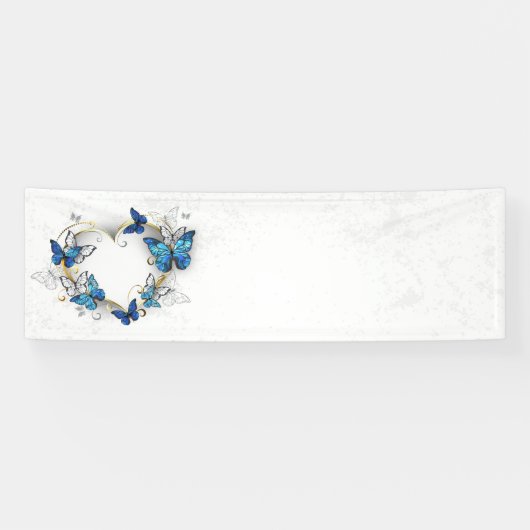 Sieraden Hart met Vlinders Morpho Spandoek (Horizontaal)