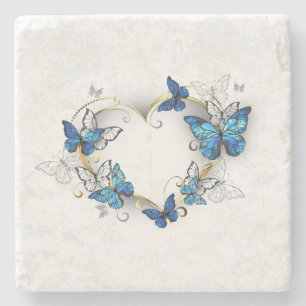 Sieraden Hart met Vlinders Morpho Stenen Onderzetter