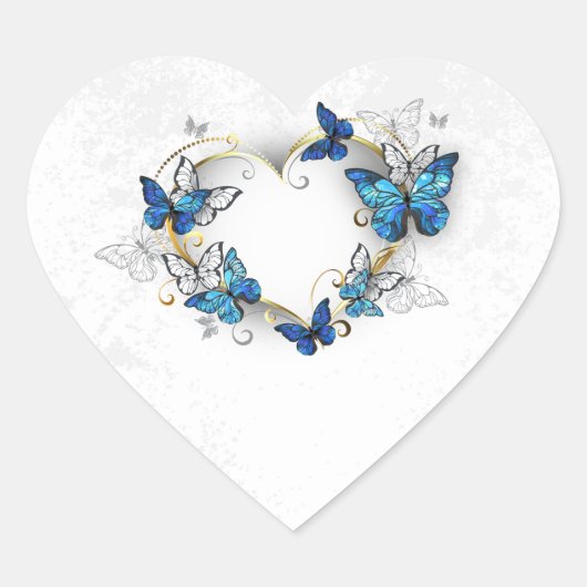Sieraden Hart met Vlinders Morpho Sticker (Voorkant)