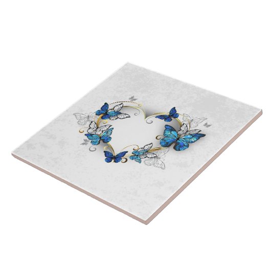 Sieraden Hart met Vlinders Morpho Tegeltje (Zijkant)