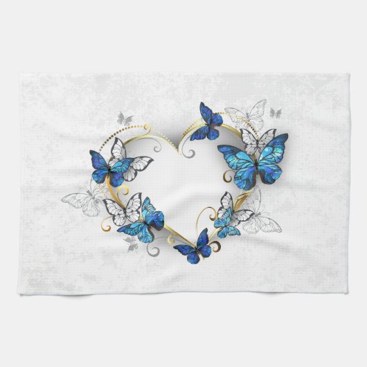 Sieraden Hart met Vlinders Morpho Theedoek (Horizontaal)