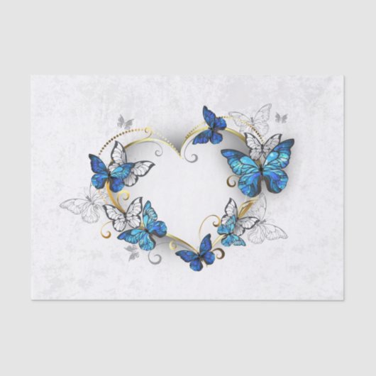 Sieraden Hart met Vlinders Morpho Tissuepapier (Voorkant)