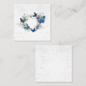 Sieraden Hart met Vlinders Morpho Vierkante Visitekaartje (Voorkant / Achterkant)