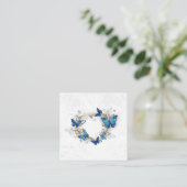 Sieraden Hart met Vlinders Morpho Vierkante Visitekaartje (Staand voorkant)
