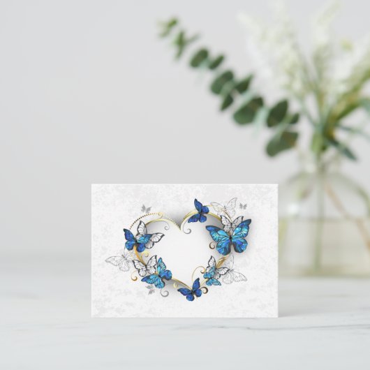 Sieraden Hart met Vlinders Morpho Visitekaartje (Staand voorkant)