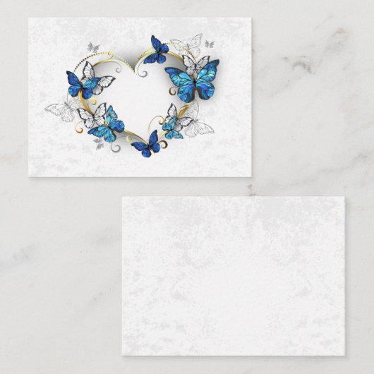 Sieraden Hart met Vlinders Morpho Visitekaartje (Voorkant / Achterkant)