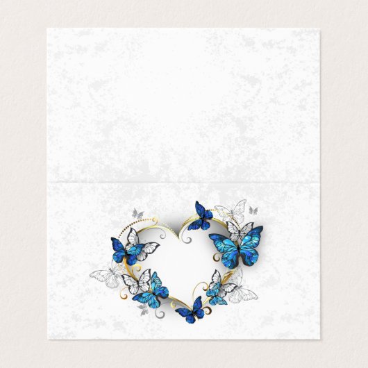 Sieraden Hart met Vlinders Morpho Visitekaartje (Buitenkant ongevouwen)