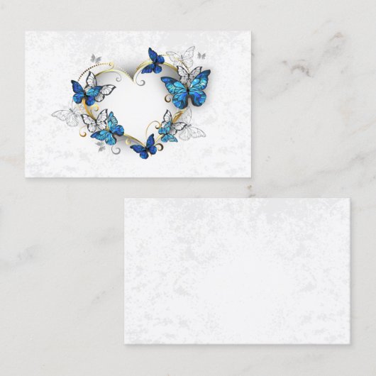 Sieraden Hart met Vlinders Morpho Visitekaartje (Voorkant / Achterkant)