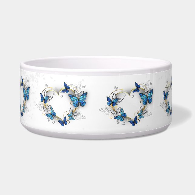 Sieraden Hart met Vlinders Morpho Voerbakje (Voorkant)