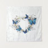 Sieraden Hart met Vlinders Morpho Wandkleed (Voorkant)