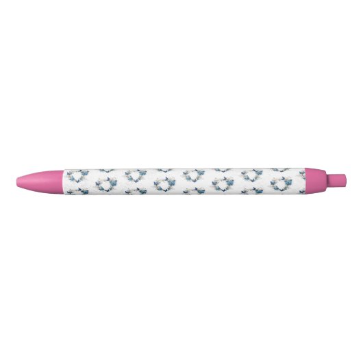 Sieraden Hart met Vlinders Morpho Zwarte Inkt Pen (Voorkant)