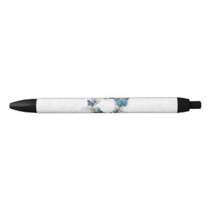 Sieraden Hart met Vlinders Morpho Zwarte Inkt Pen