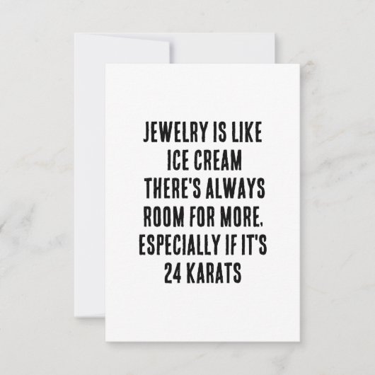 Sieraden is als ijs - er is altijd ruimte bedankkaart (Voorkant)