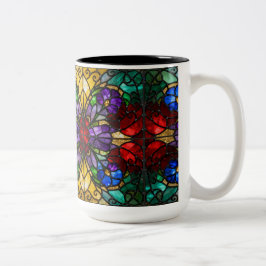 Sieraden Kleur Bloemig Glas-in-Lood Kunstmok Tweekleurige Koffiemok