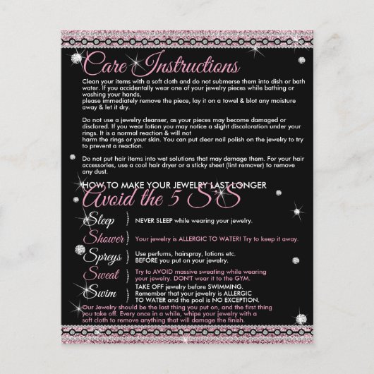 Sieraden Langer Maken Verzorgingsinstructies Wordt Flyer (Voorkant)