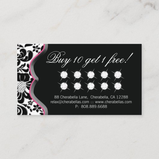 Sieraden Loyalty Kaart Roze Damask Diamonds (Achterkant)