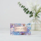 Sieraden Luxe Bloemen, Chique Opal Textures QR Cod Visitekaartje (Staand voorkant)