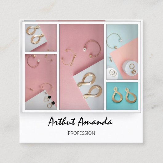 Sieraden Luxe Goederen Parels Roos Roze Wit Ingeli Vierkante Visitekaartje (Voorkant)