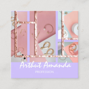 Sieraden Luxe Gouden Parel Roos Roze Paarse Lijst Vierkante Visitekaartje
