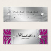 Sieraden Luxe Zebra Prijs Label Roze Zilver Sparkl Mini Visitekaartjes (Voorkant /achterkant)