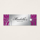 Sieraden Luxe Zebra Prijs Label Roze Zilver Sparkl Mini Visitekaartjes (Achterkant)