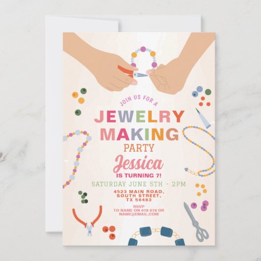 Sieraden Maken Ambachten Verjaardag Kralen Sierade Kaart (Voorkant)