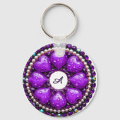 💜 Sieraden met eigen naam paarse hart - cadeau id Sleutelhanger (Achterkant)