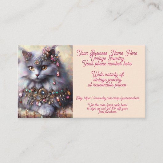 sieraden Nebelung Cat Shop Verkoop Etsy Visitekaartje (Voorkant)