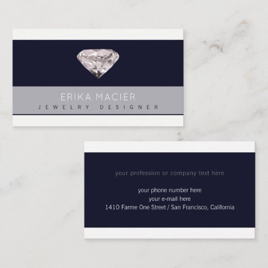 Sieraden ontwerper chic & elegant visitekaartje (Voorkant / Achterkant)