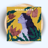 Sieraden Oorbellen Houder Botanische Bloemen Vrouw Vierkante Visitekaartjes