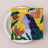 Sieraden Oorbellen Houder Botanische Bloemen Vrouw Vierkante Visitekaartjes