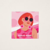 Sieraden Oorbellen Houder Display - Hot Pink Vrouw Vierkante Visitekaartjes (Voorkant)