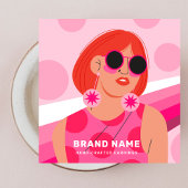 Sieraden Oorbellen Houder Display - Hot Pink Vrouw Vierkante Visitekaartjes