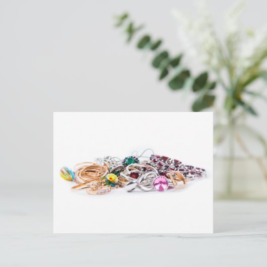 Sieraden op wit briefkaart (Staand voorkant)
