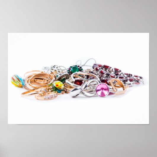 Sieraden op wit poster (Voorkant)