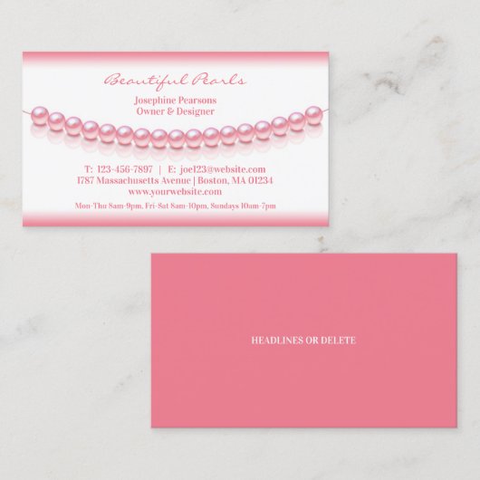 Sieraden Parel Visitekaartje (Voorkant / Achterkant)