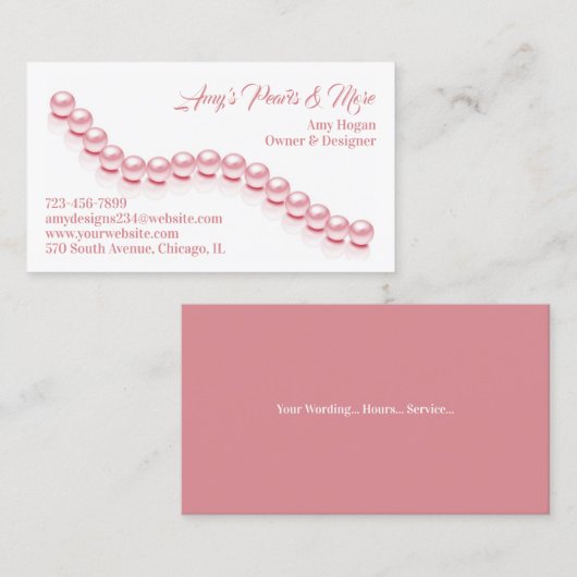 Sieraden Parel Visitekaartje (Voorkant / Achterkant)