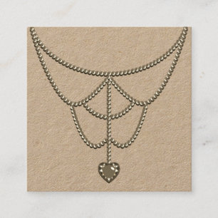Sieraden Parels Hart Hanger Ketting Glam Display Vierkante Visitekaartje