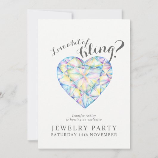 Sieraden partij nodigt diamant liefde bling kaart (Voorkant)