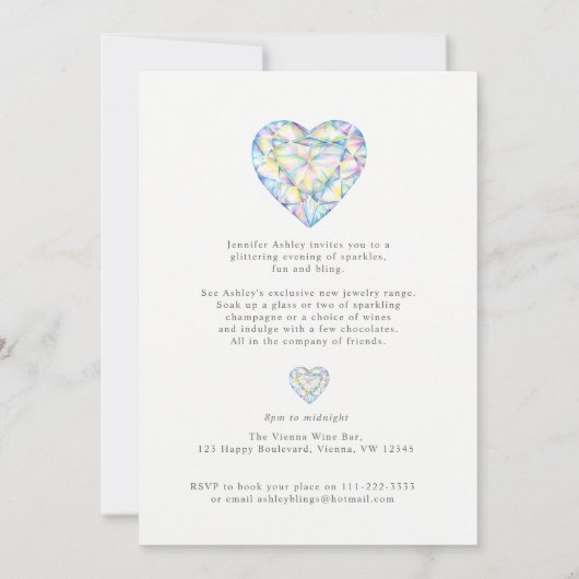Sieraden partij nodigt diamant liefde bling kaart (Achterkant)
