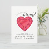 Sieraden partij nodigt robijn liefde bling kaart (Staand voorkant)