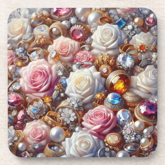 Sieraden & Rozen Kurk Onderzetters Set van 6 (Voorkant)