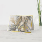 Sieraden Satijnen Lint Geflockte Groene Boom Grijs Feestdagen Kaart (Voorkant)